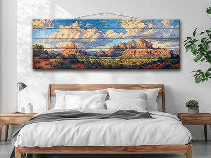 Sedona Wood Wall Art – Rustic Wood Plank Art | Arizona Wall Decor Print
