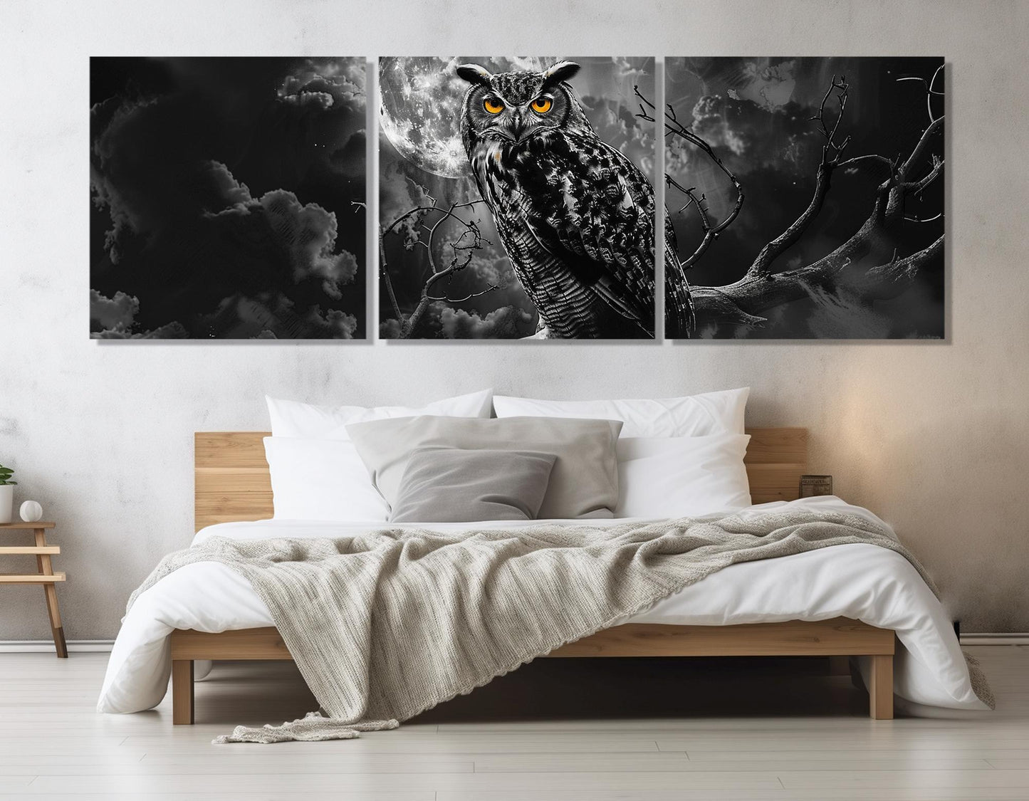 Owl Canvas Print – Large Abstract Owl Wall Art | Framed Ready to Hang