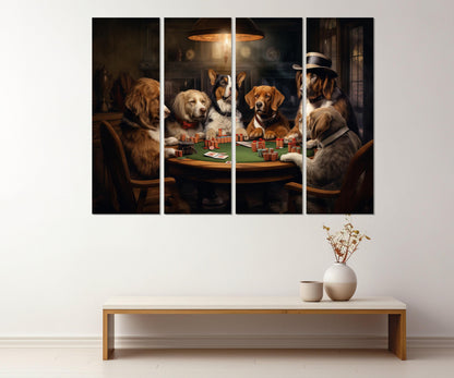 Dogs Playing Poker Canvas - Abstract Poker Wall Art | Framed & Ready to Hang