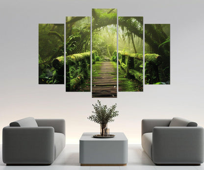 Bamboo Forest Wall Art – Tropical Forest Canvas Print | Bamboo Bridge Decor Ready to Hang