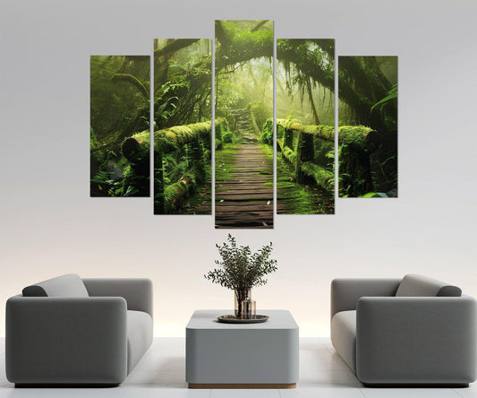 Bamboo Forest Wall Art – Tropical Forest Canvas Print | Bamboo Bridge Decor Ready to Hang
