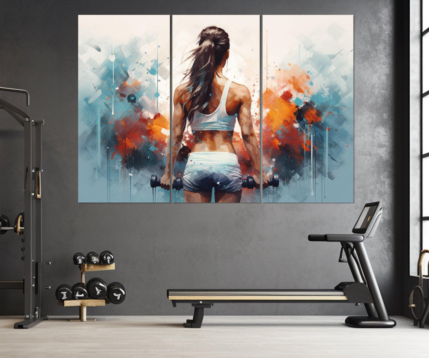 Women Workout Canvas Print - Framed Fitness Painting | Gym Wall Decor, Motivational Workout Print