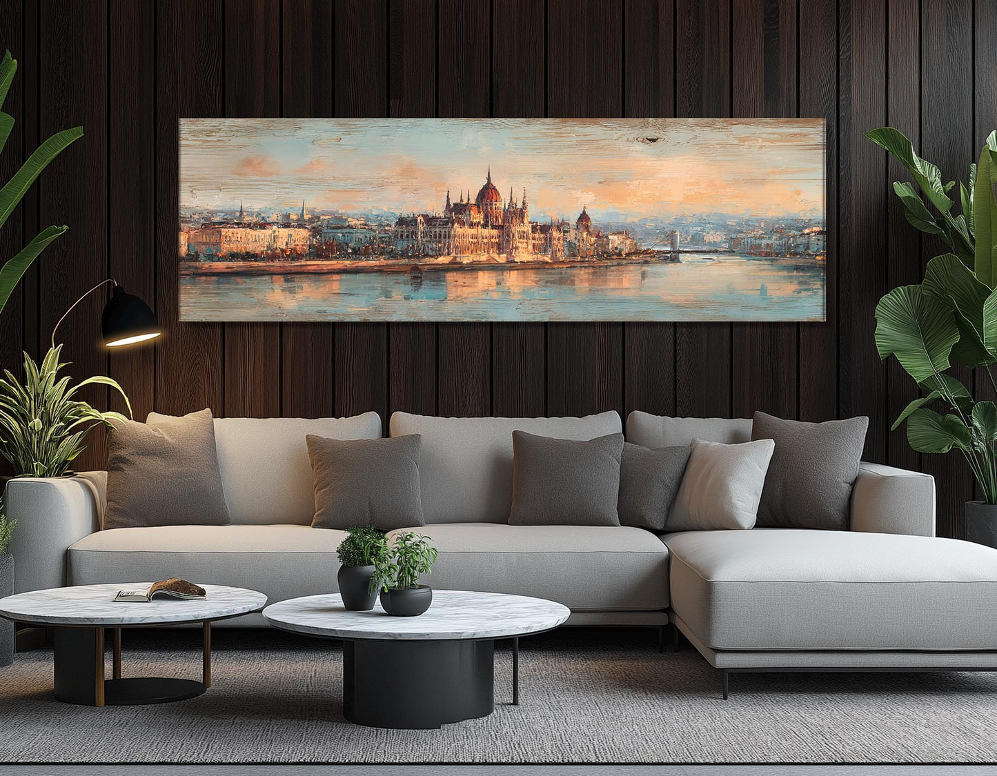 Budapest Skyline Canvas Vintage City Print – Framed Cotton Wall Art Ready to Hang