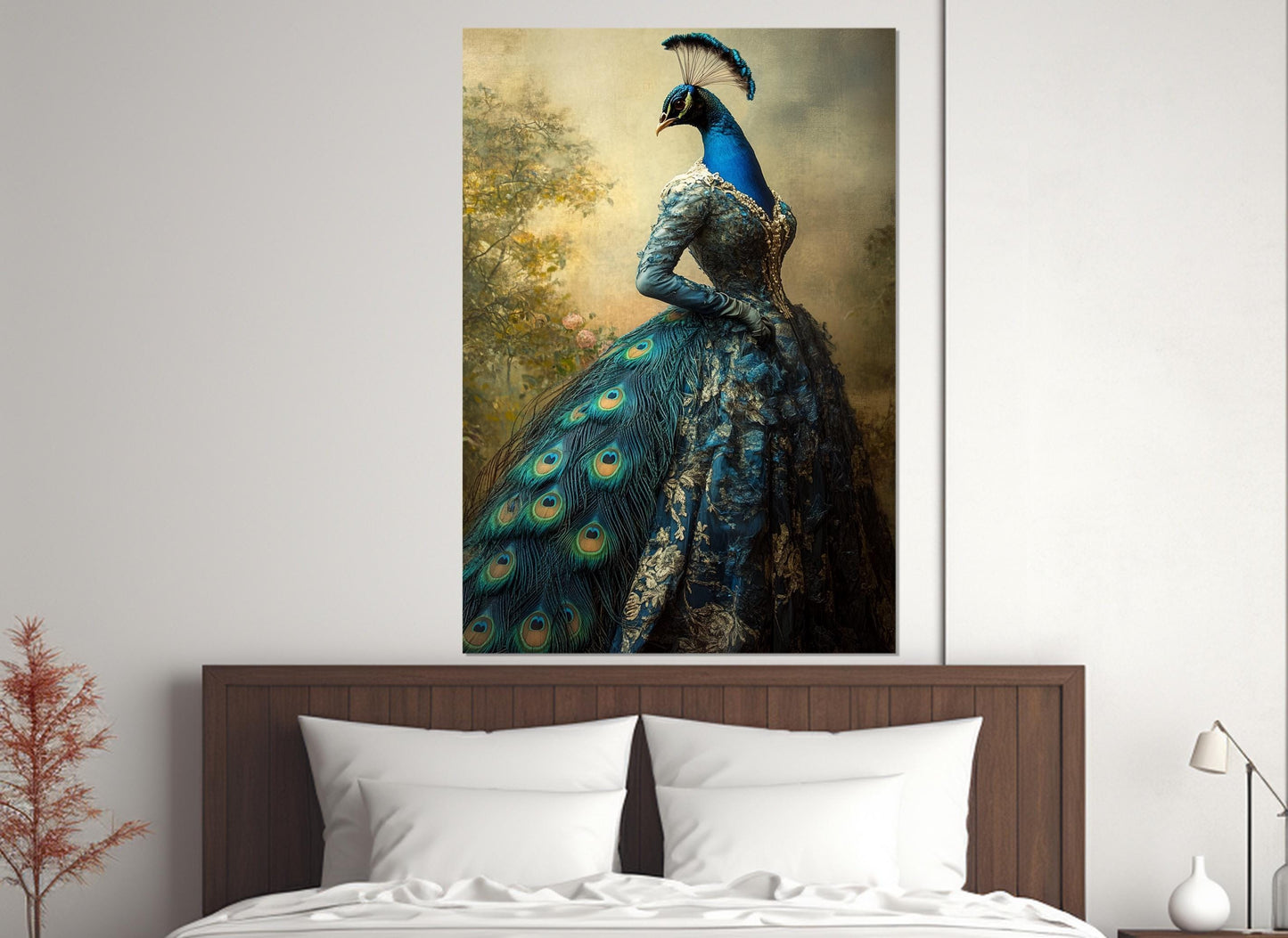 Abstract Peacock Canvas - Elegant Lady Peacock Painting | Ready to Hang Wall Art