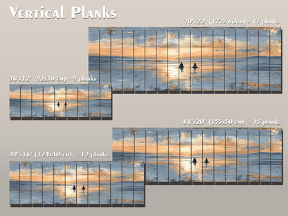 Sunrise Beach Yoga Print – Natural Wood Wall Art | Coastal Yoga Decor