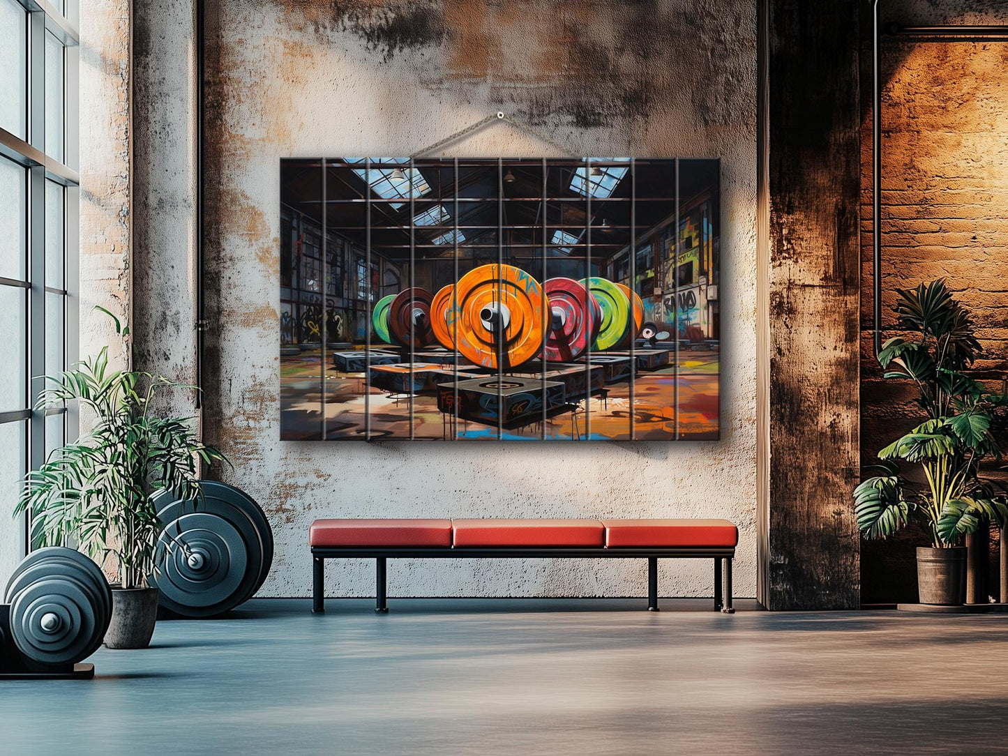 Fitness Wood Wall Art – Abstract Bodybuilding Print Wood Plank Art | Modern Gym Decor