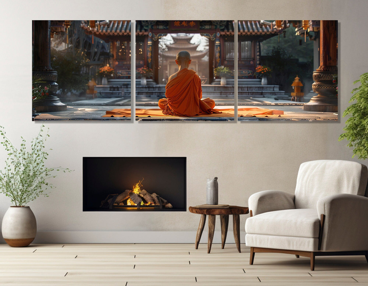 Buddhist Monk Canvas Print – Meditation Wall Art | Framed Canvas Art Ready to Hang