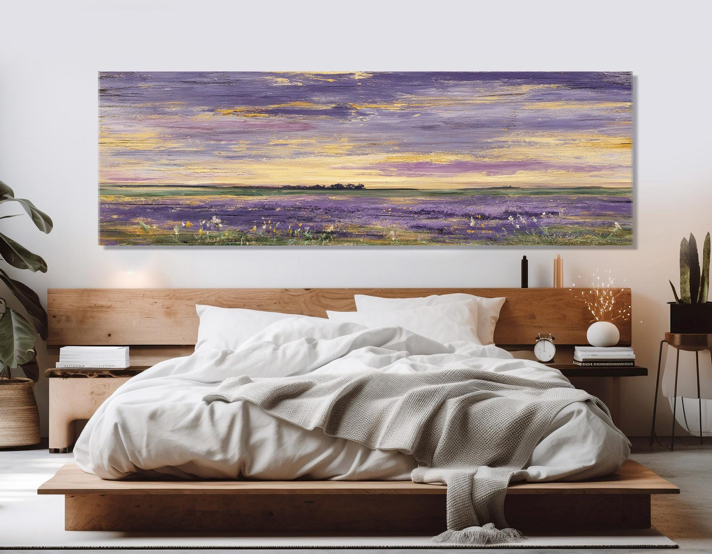Lavender Field Canvas Panoramic Nature Art – Framed Canvas Print, Ready to Hang