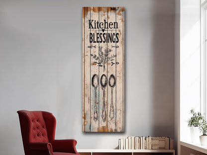 Rustic Kitchen Wall Art – Kitchen Blessings Print on Wood | Farmhouse Decor