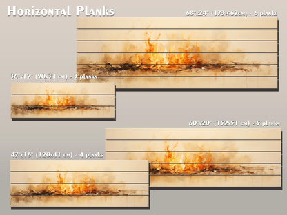 Fire Print Wood Art – Rustic Wall Decor on Natural Wood Plank Artwork