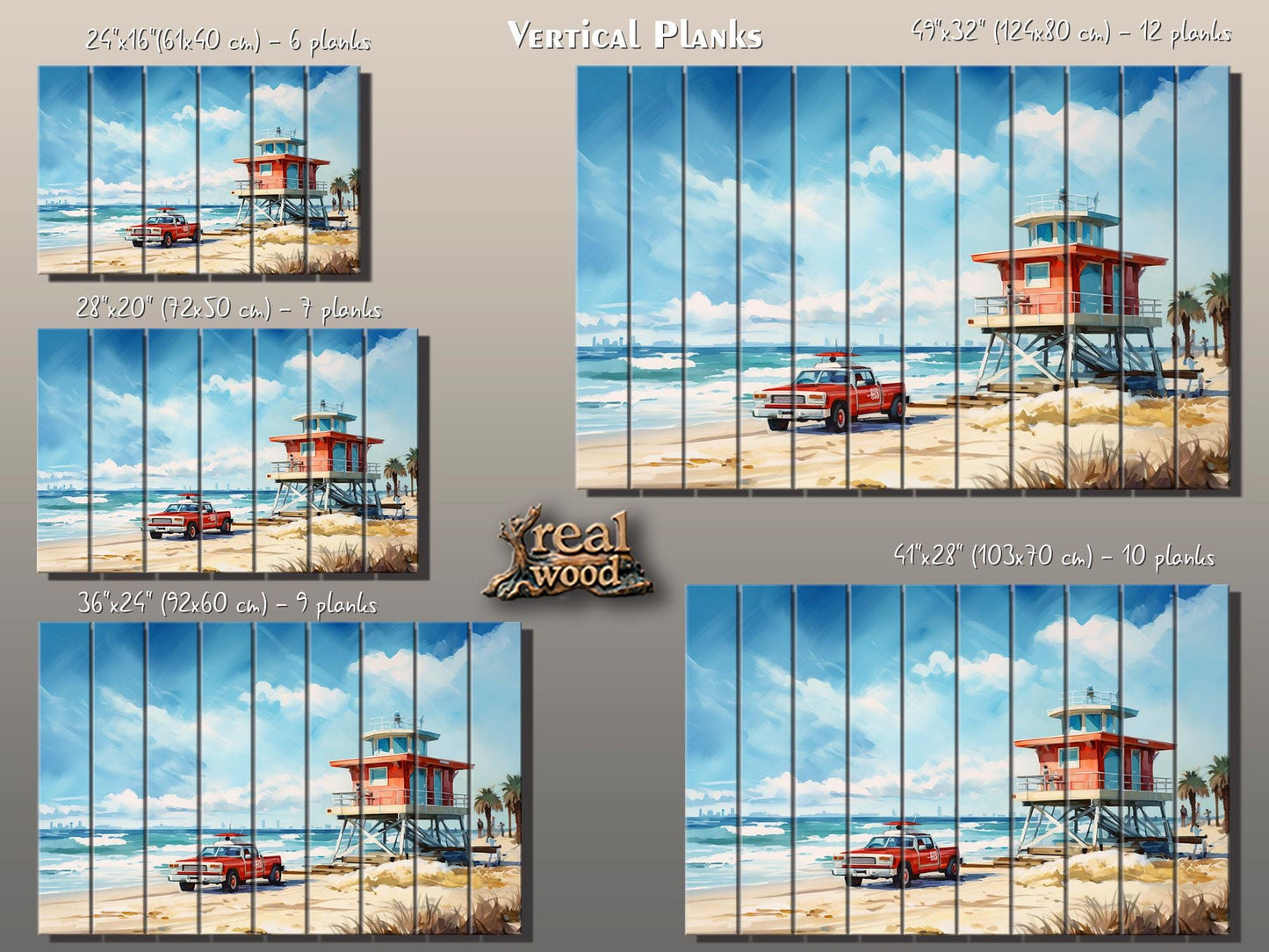Lifeguard Tower Painting - Natural Wood Wall Art | Scenic Beach Cabin Decor