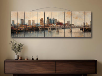 Salt Lake City Wood Print – Panoramic Cityscape on Distressed Rustic Wood Art