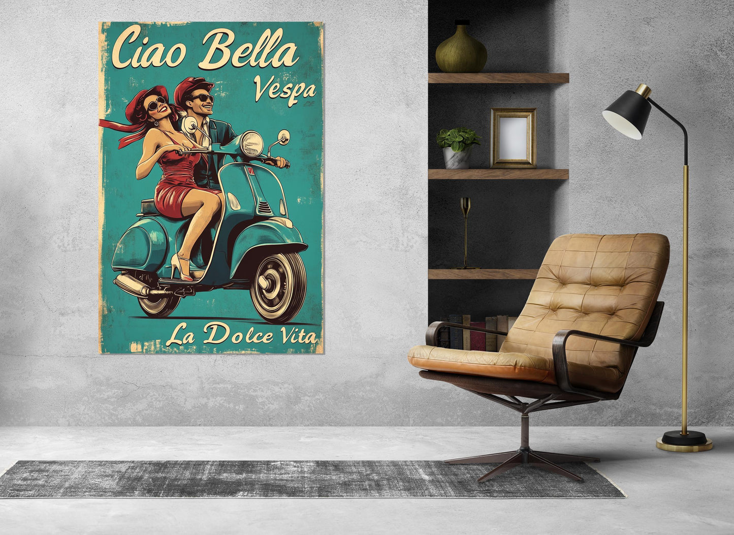 Vintage Italian Poster – Framed Canvas Print | Retro Italy Canvas Wall Art