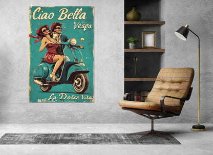 Vintage Italian Poster – Framed Canvas Print | Retro Italy Canvas Wall Art