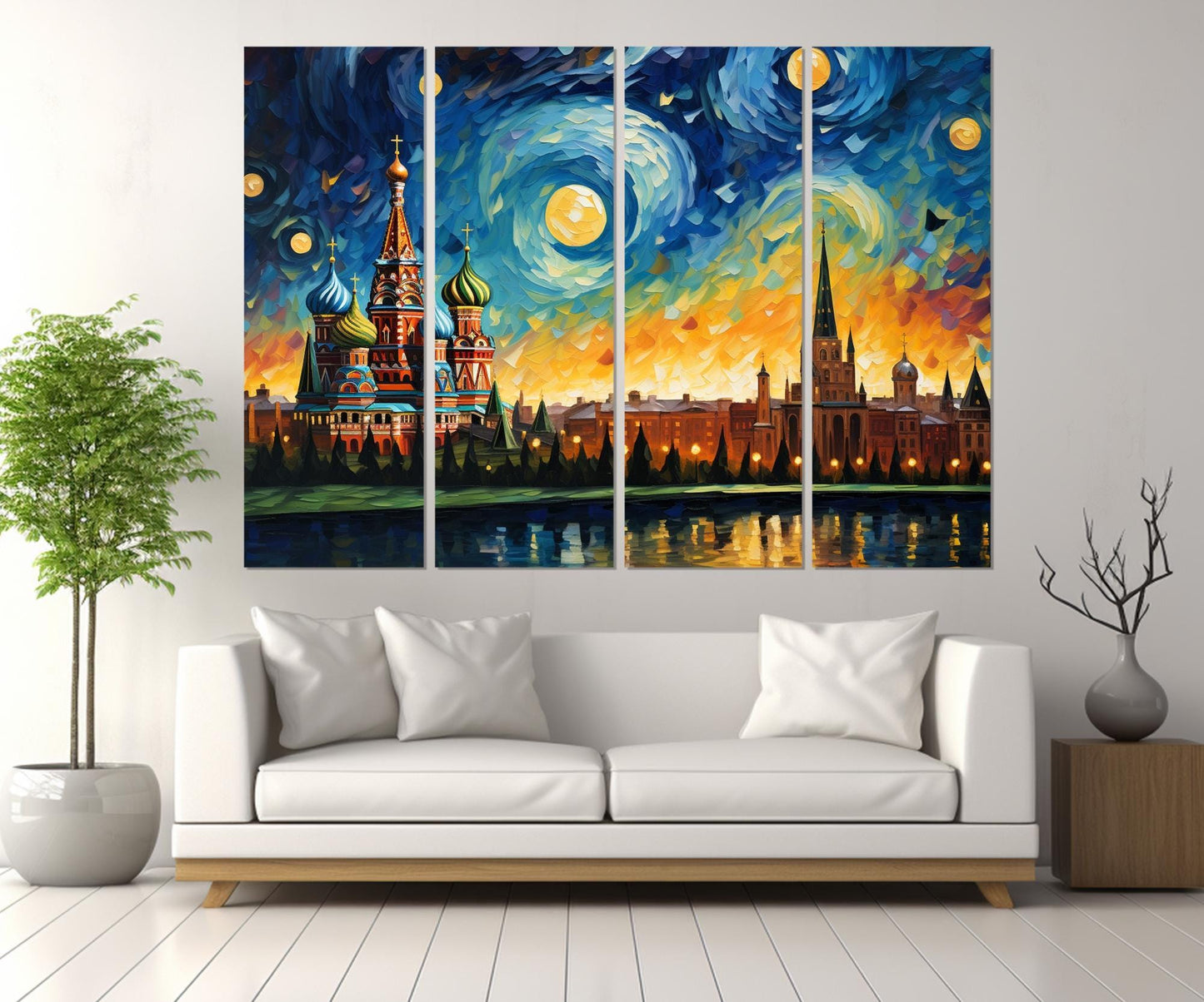 Moscow Canvas Print – Abstract City Skyline Art | Framed Cotton Gallery Wrapped Wall Art