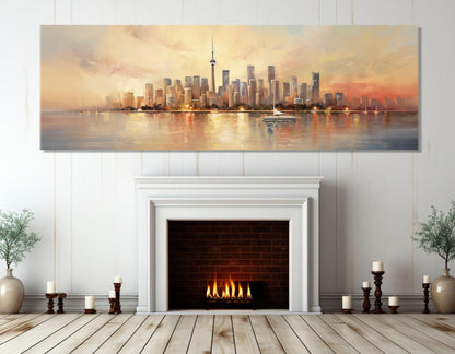 Toronto Wall Art – Abstract City Painting on Gallery Wrapped Canvas, Ready to Hang