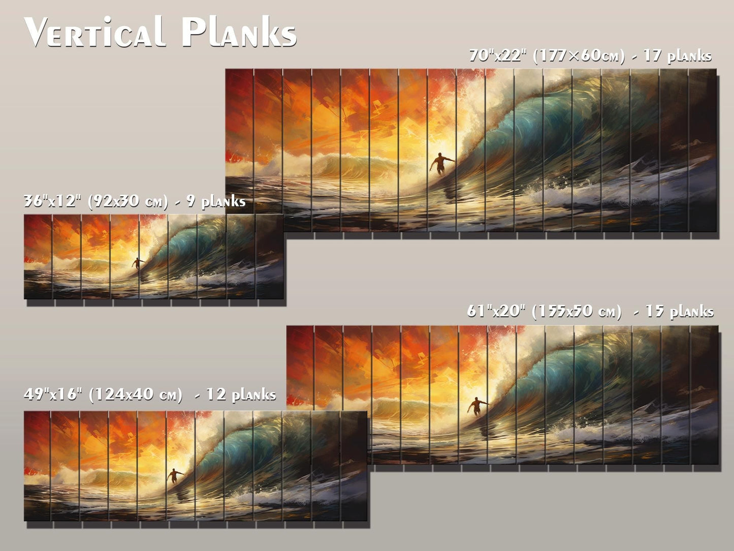 Abstract Surfing Wood Art - Natural Wood Wall Art | Ready to Hang Print