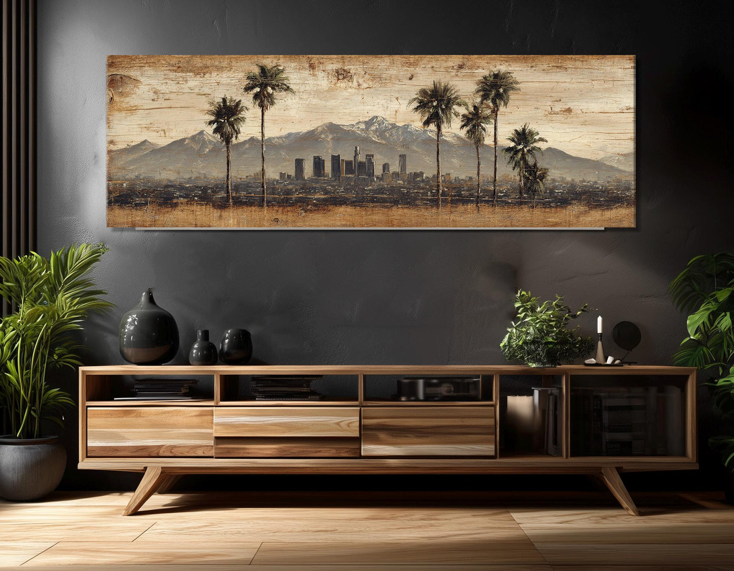 Los Angeles Canvas Print - Rustic City Skyline Art | Framed Wall Decor Ready to Hang