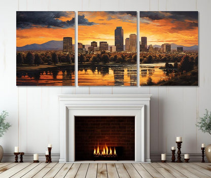 Denver Wall Art - Abstract City Painting on High Quality Canvas | Framed Gallery Wrap