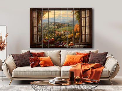Rustic Wood Wall Art – Tuscany Open Window Print on Wood | Italian Decor
