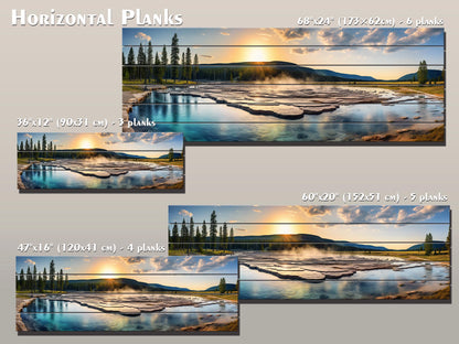 Yellowstone Wood Wall Art – Rustic Scenic Wood Painting with Natural Grain