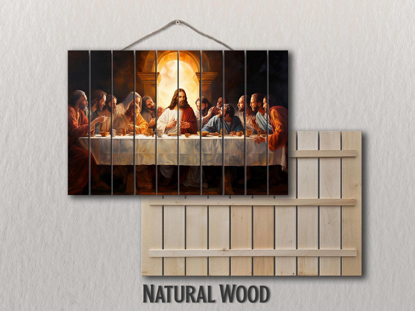 Last Supper Wood Art – Rustic Christian Wall Art Printed on Wood Planks