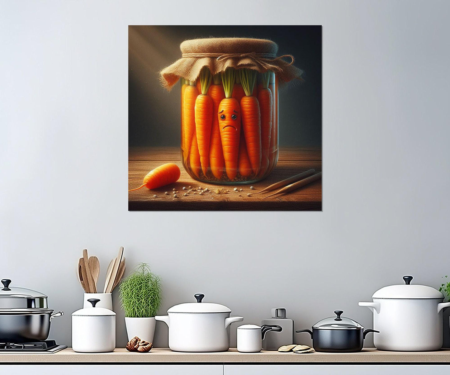 Kitchen Wall Decor – Funny Kitchen Print Pickled Vegetables Art Framed Canvas Print