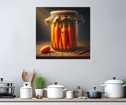 Kitchen Wall Decor – Funny Kitchen Print Pickled Vegetables Art Framed Canvas Print