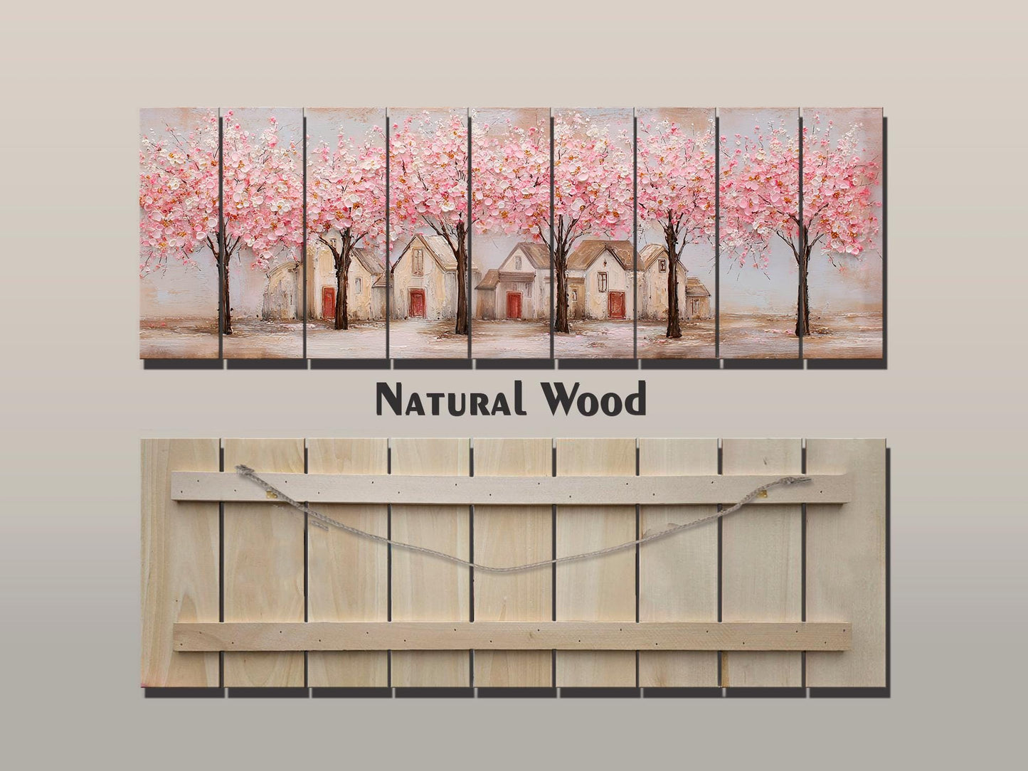 Spring Orchard Wood Print – Rustic Wood Wall Art With Blossoming Tree Artwork