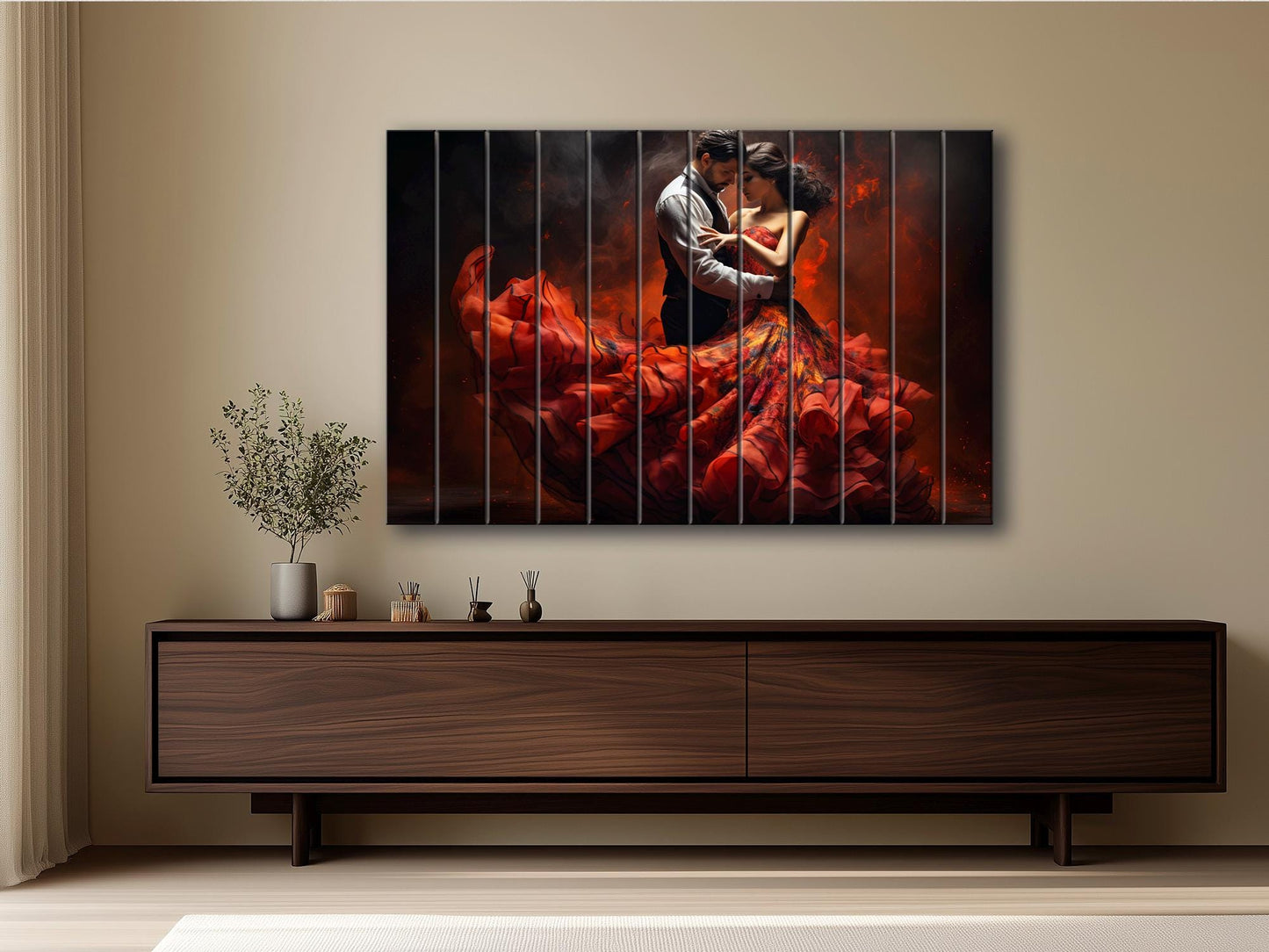 Wood Wall Art – Flamenco Dance Print | Vintage Dance Art on Natural Wood