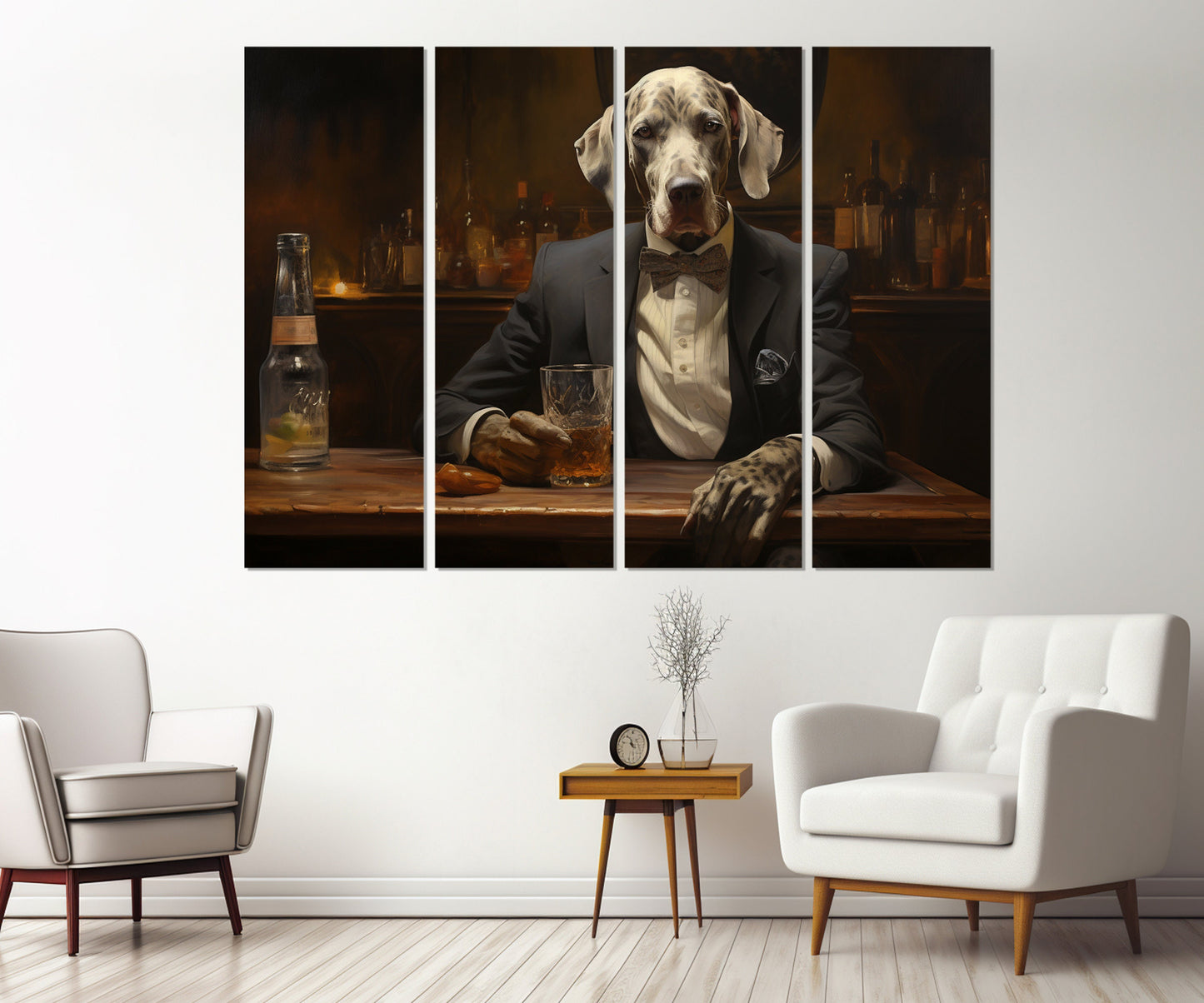 Dog In A Suit Canvas - Whiskey Wall Art | Cigar Club Decor | Politician Gift