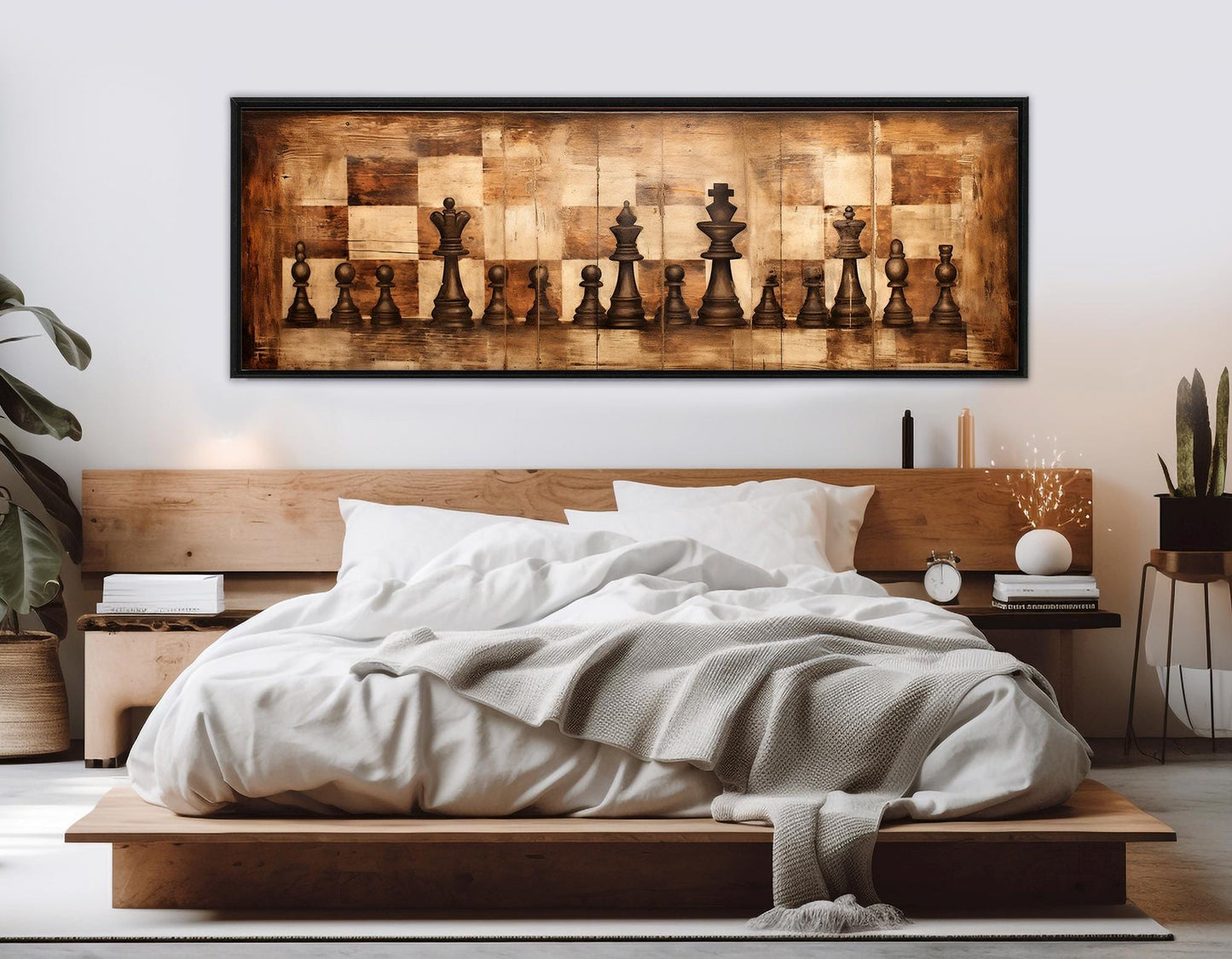 Chess Wall Art – Rustic Abstract Chess Canvas Print | Framed & Ready to Hang