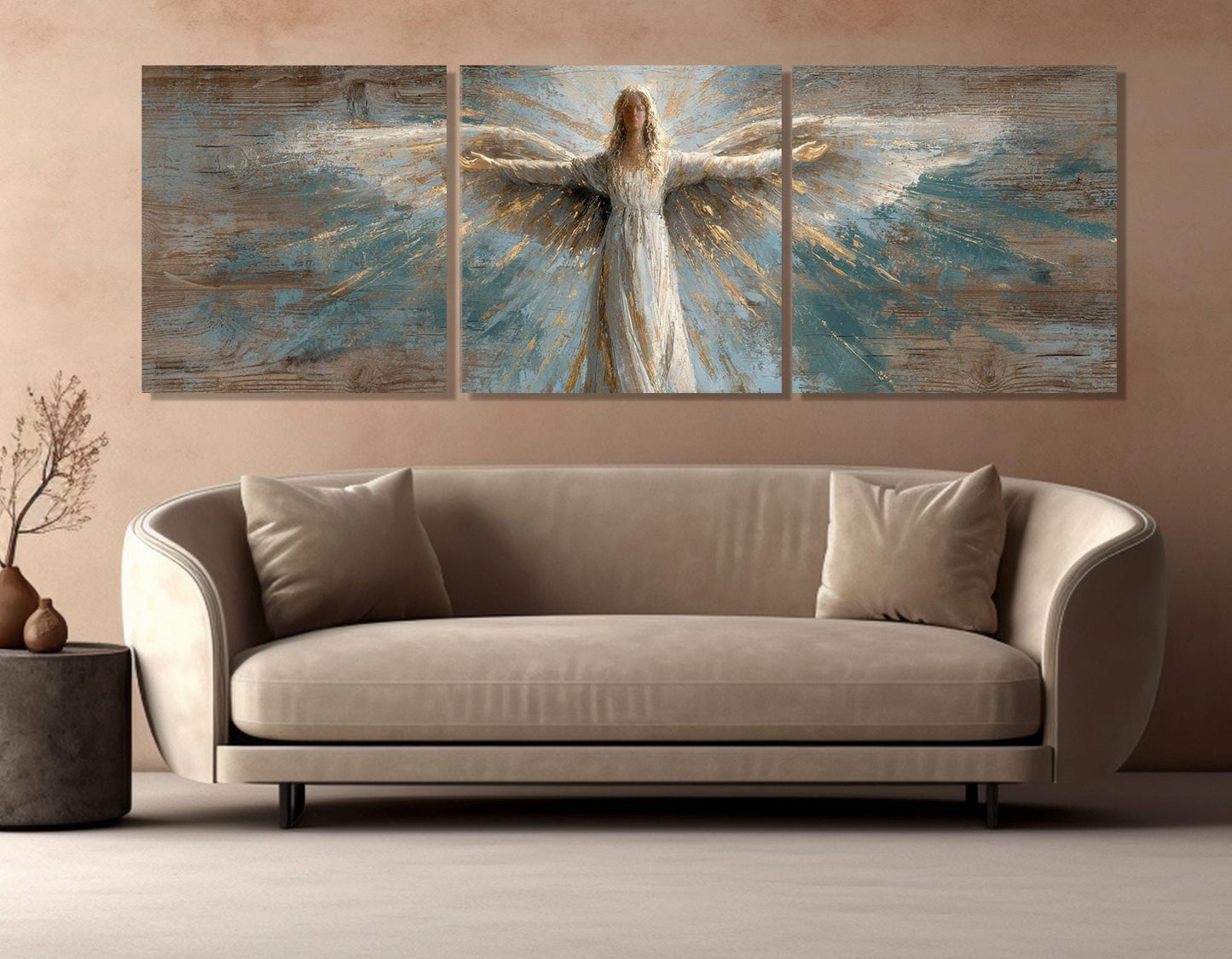 Angel Canvas Print – Rustic Christian Decor | Framed & Ready to Hang Wall Art