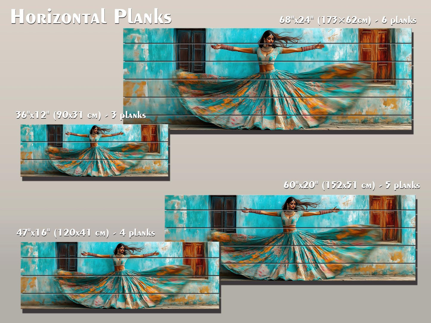 Beautiful Indian Woman Dancing Print on Wood - Rajasthan Wall Decor
