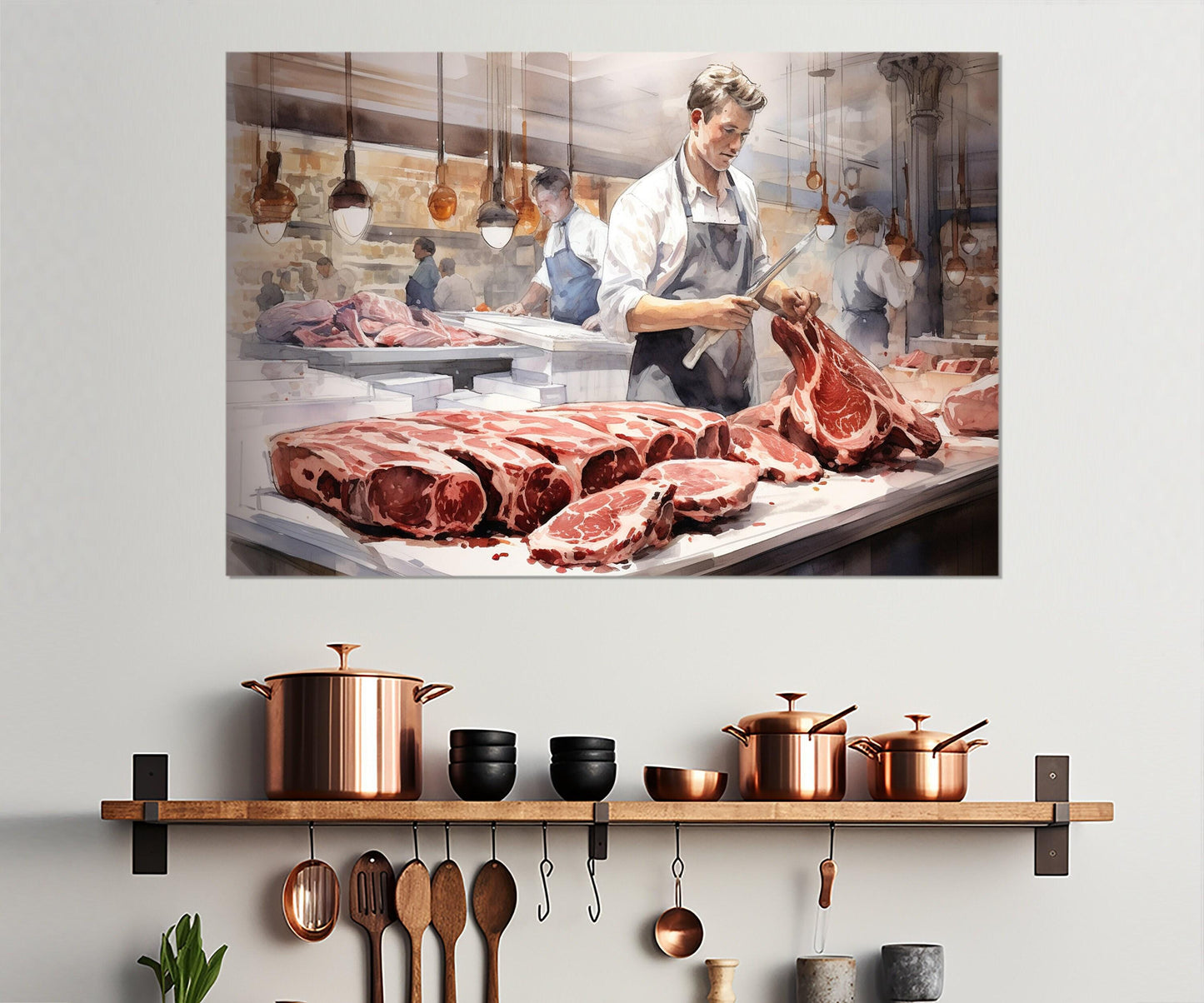 Butcher Shop Wall Decor - Framed Butcher Canvas Print | Kitchen Wall Art