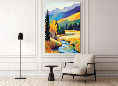 Alpine Landscape Canvas – Impressionist Mountain Painting | Ready to Hang Gallery Wrapped Print