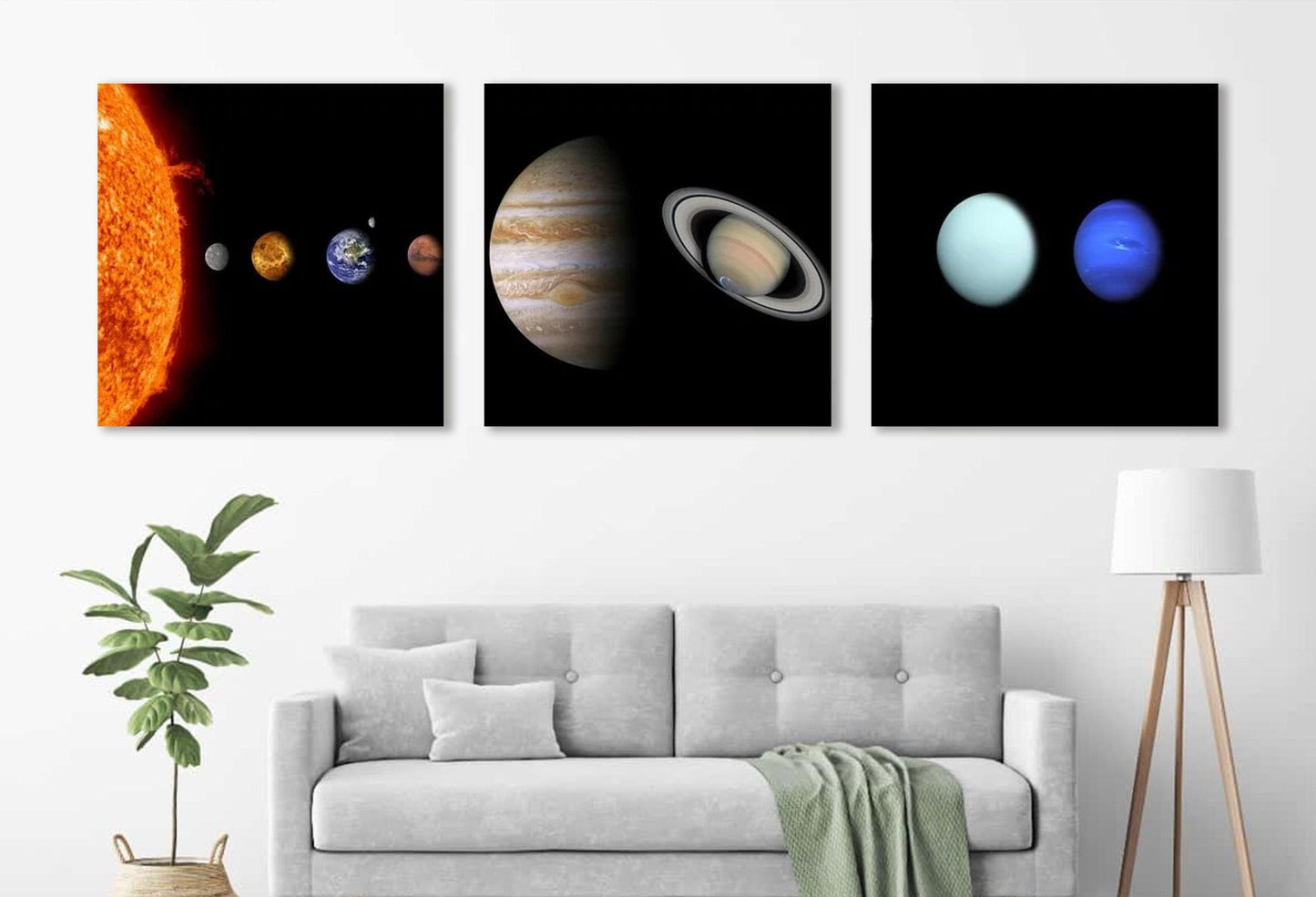 Solar System Wall Art – Large Planets Canvas Print | 3 Panel Space Decor