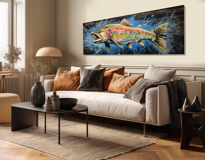 Rainbow Trout Canvas Art – Abstract Fish Canvas | Ready to Hang Gallery Wrapped Print