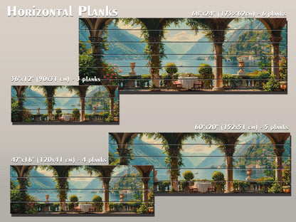 Lake Como Wood Print – Natural Wood Art Landscape Wall Decor On Planks