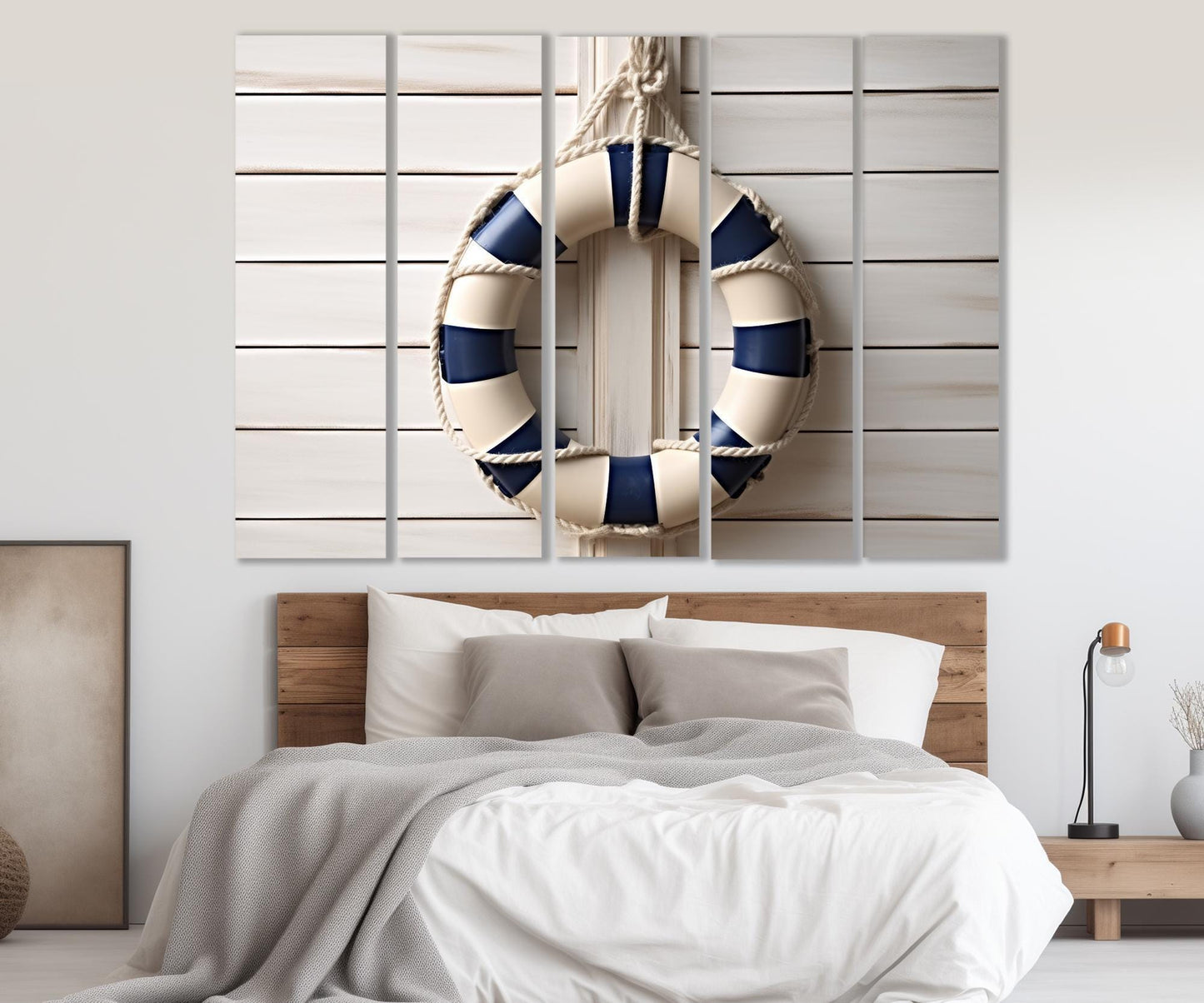 Nautical Canvas Print – Minimalist Lifebuoy Wall Art on Cotton Canvas | Framed Gallery Wrapped