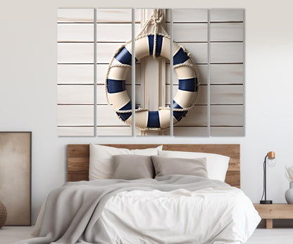 Nautical Canvas Print – Minimalist Lifebuoy Wall Art on Cotton Canvas | Framed Gallery Wrapped