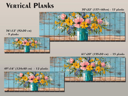 Rustic Wood Wall Art - Wildflower Bouquet Print on Wood | Floral Home Decor