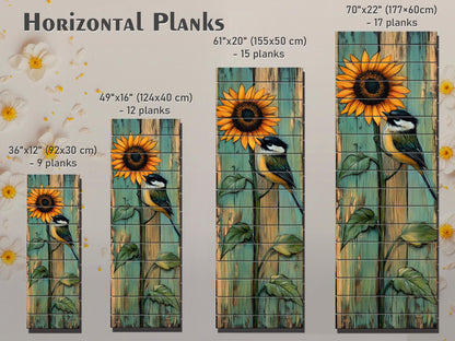 Wood Wall Art – Rustic Chickadee Bird Painting on Sunflower Plank Decor