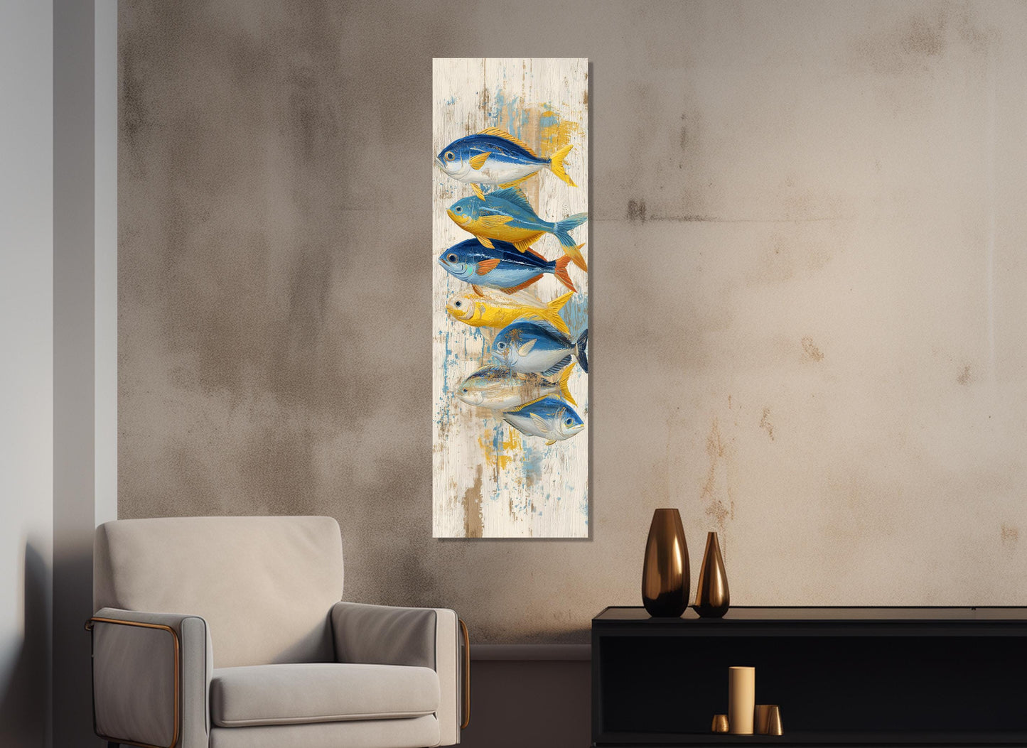 Fish Canvas Print - Colorful Nautical Wall Art | Rustic Coastal Decor, Ready to Hang