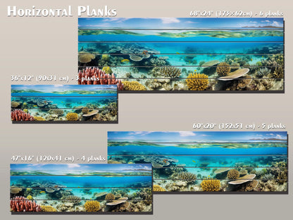 Ocean Wall Art - Rustic Wood Art Coral Reef Painting on Natural Wood Planks