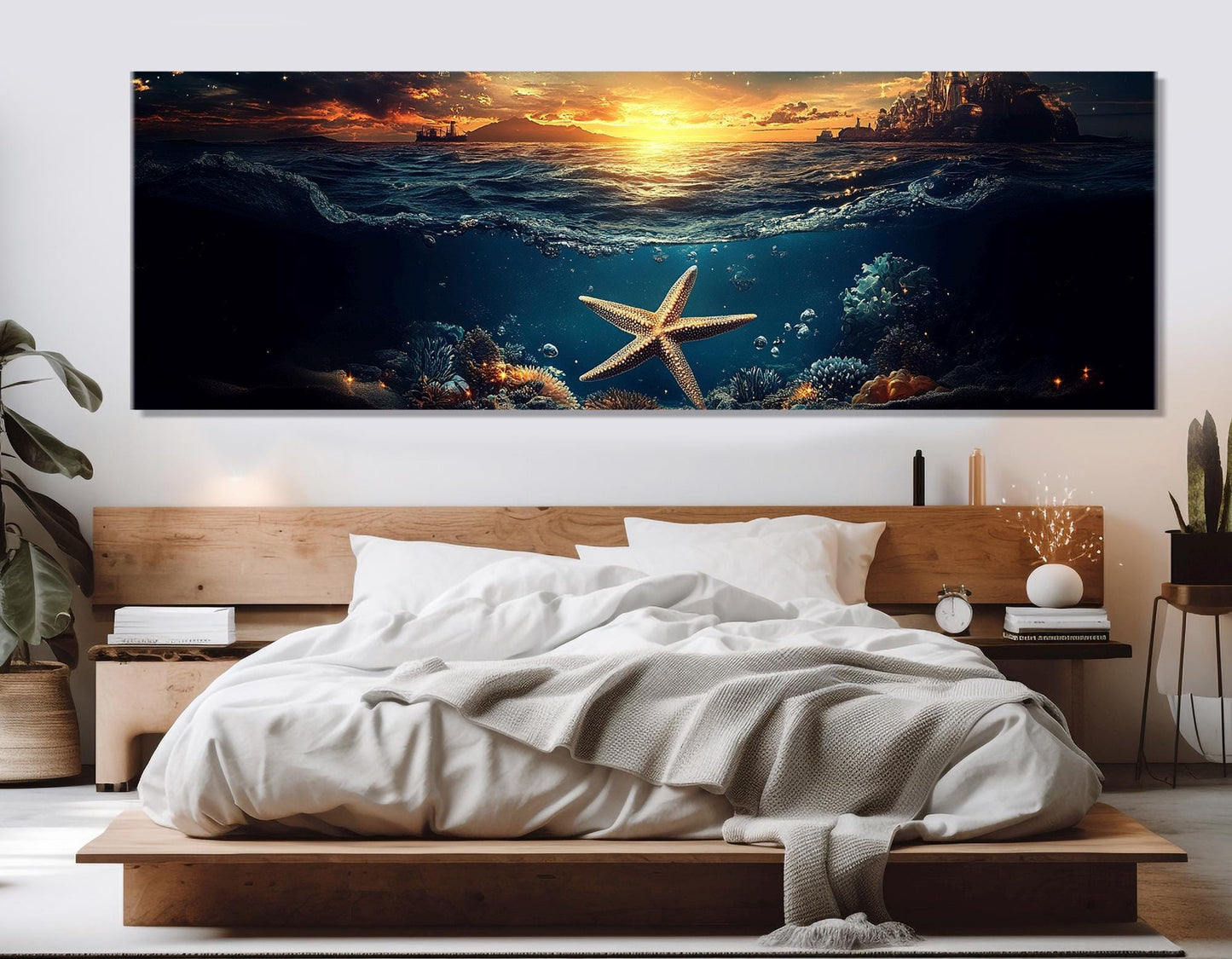 Starfish Canvas Print – Large Ocean Canvas, Underwater Wall Art, Ready to Hang