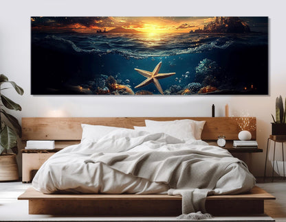 Starfish Canvas Print – Large Ocean Canvas, Underwater Wall Art, Ready to Hang