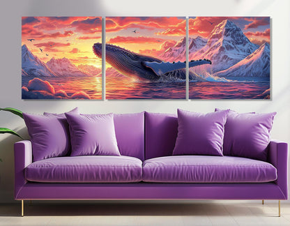 Humpback Whale Canvas | Large Abstract Whale Wall Art - Ready to Hang Print