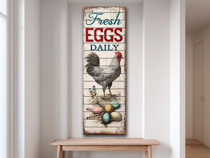 Fresh Eggs Wood Sign – Rustic Kitchen Decor With Distressed Wood Wall Art