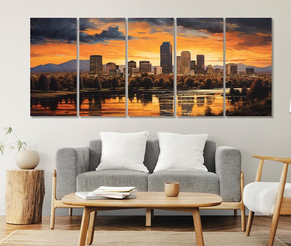 Denver Wall Art - Abstract City Painting on High Quality Canvas | Framed Gallery Wrap